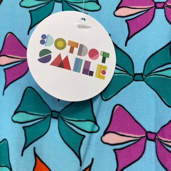 Dot Dot Smile Girls 2T Tank Dress Blue Multicolor Bow Print - Picture 2 of 5